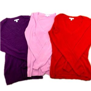 Lot of 3 Jones New York Sweaters V-neck all Sz S Gently Used
